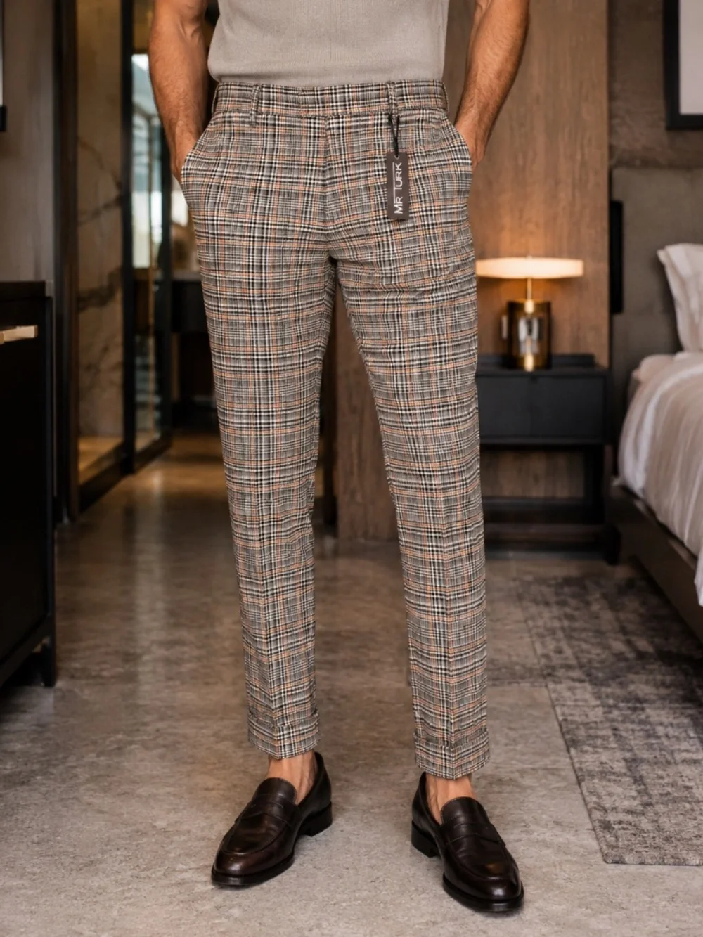 Mr Turk Wynton Cuffed Plaid Trousers NWT $288 SIZE 34 Wool Blend 30